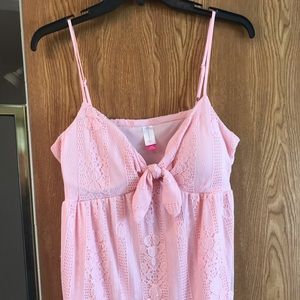 Lace pink spaghetti strap summer blouse
